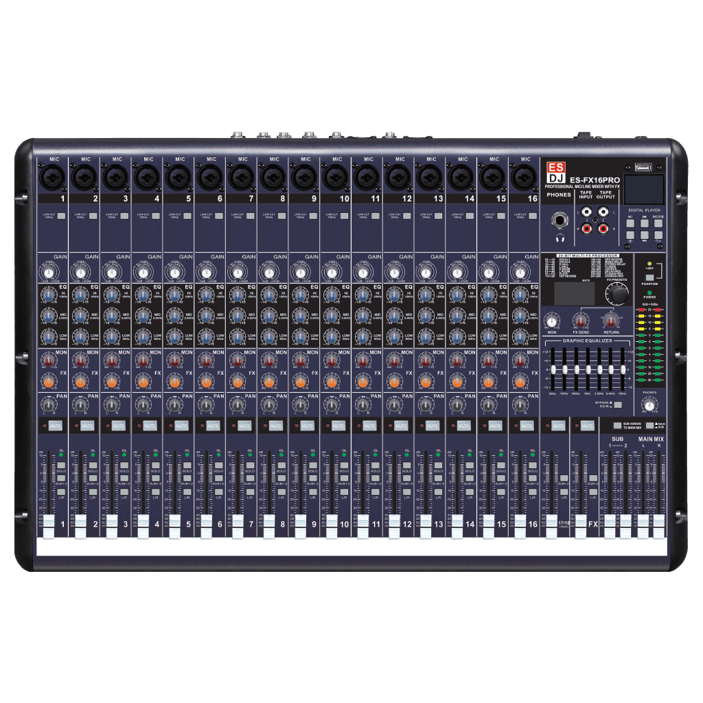 CONSOLA ANALOGA, 16 CANALES, 14 MONO/1 ESTEREO, INTERFAZ USB, BT, MP3