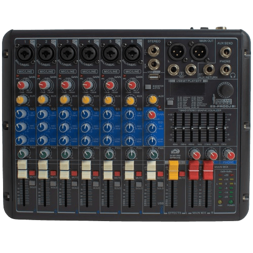 CONSOLA ANALOGA, 8 CANALES, 6 MONO/1 ESTEREO, INTERFAZ USB, BT, MP3 - Miniatura 2