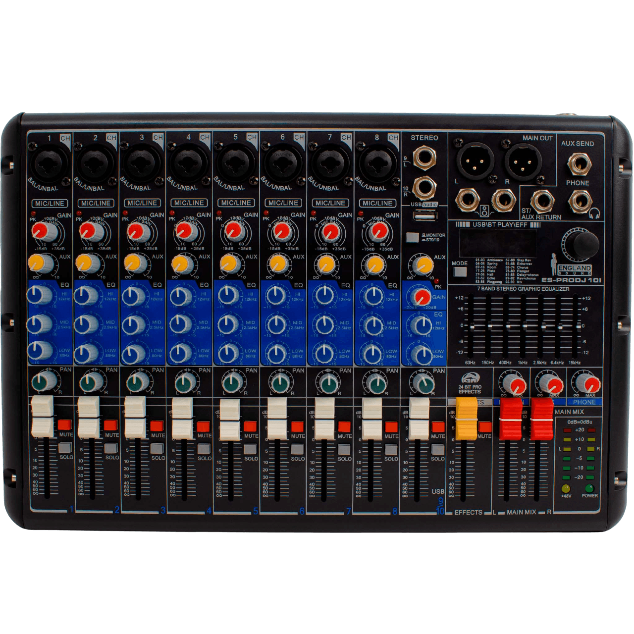 CONSOLA ANALOGA, 10 CANALES, 8 MONO/1 ESTEREO, INTERFAZ USB, BT, MP3 - Miniatura 2