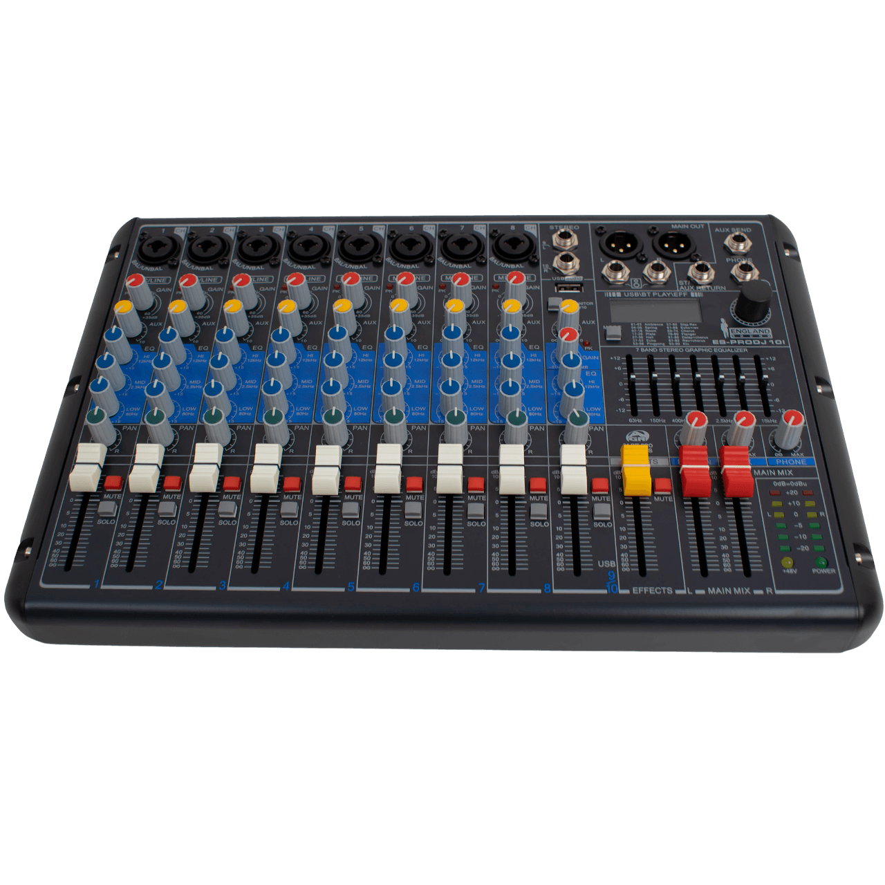 CONSOLA ANALOGA, 10 CANALES, 8 MONO/1 ESTEREO, INTERFAZ USB, BT, MP3 - Miniatura 4