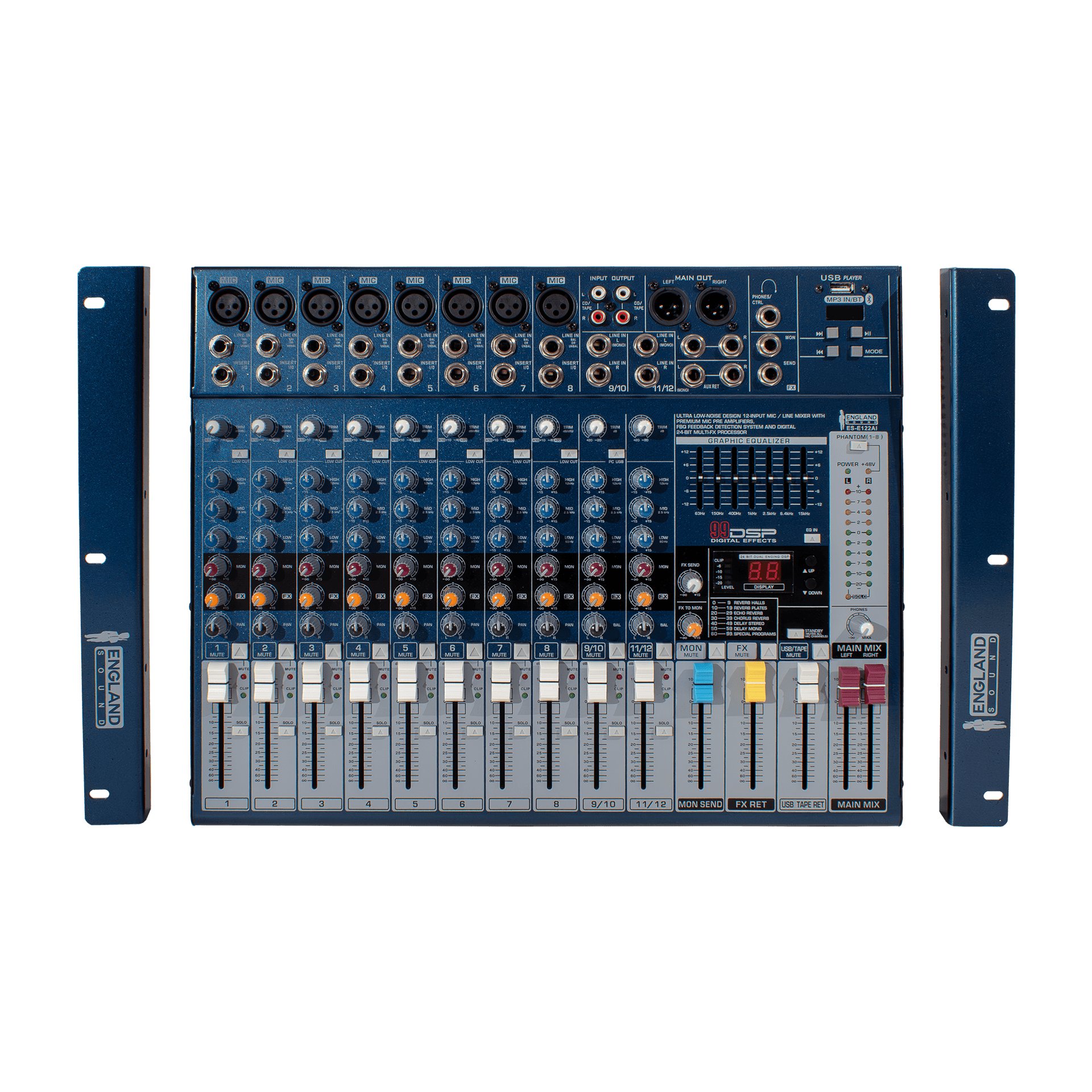 CONSOLA ANALOGA, 12 CANALES, 8 MONO/2 ESTEREO, INTERFAZ USB, BT, MP3 - Miniatura 10