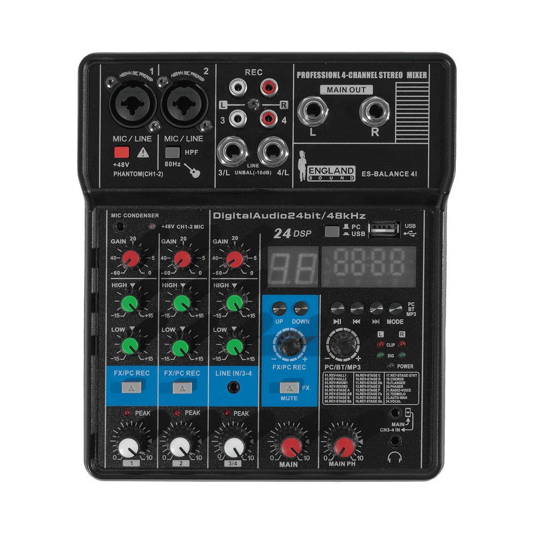 CONSOLA ANALOGA, 4 CANALES, 2 MONO/2 ESTEREO, INTERFAZ USB, BT, MP3 - Miniatura 2