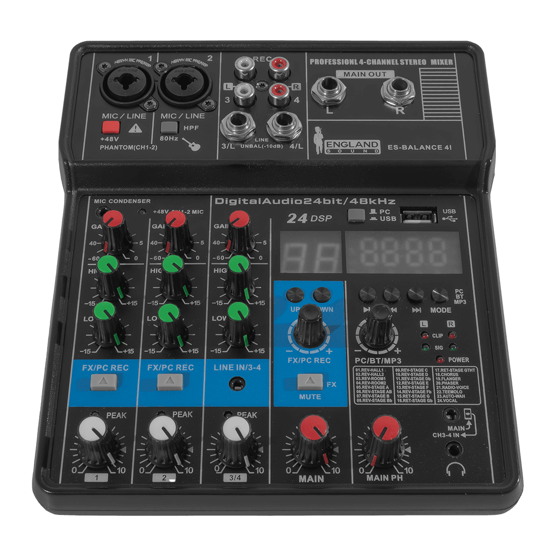 CONSOLA ANALOGA, 4 CANALES, 2 MONO/2 ESTEREO, INTERFAZ USB, BT, MP3 - Miniatura 5