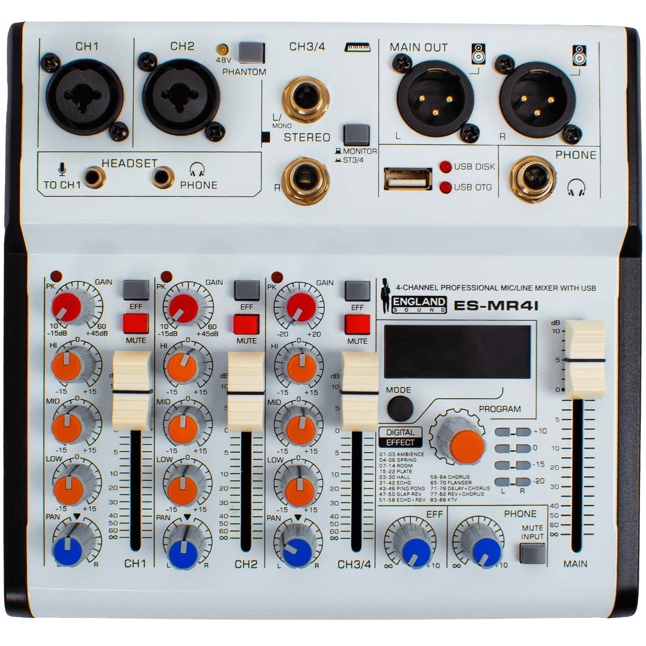 CONSOLA ANALOGA, 4 CANALES, 2 MONO/2 ESTEREO, INTERFAZ USB, BT, MP3 - Miniatura 7