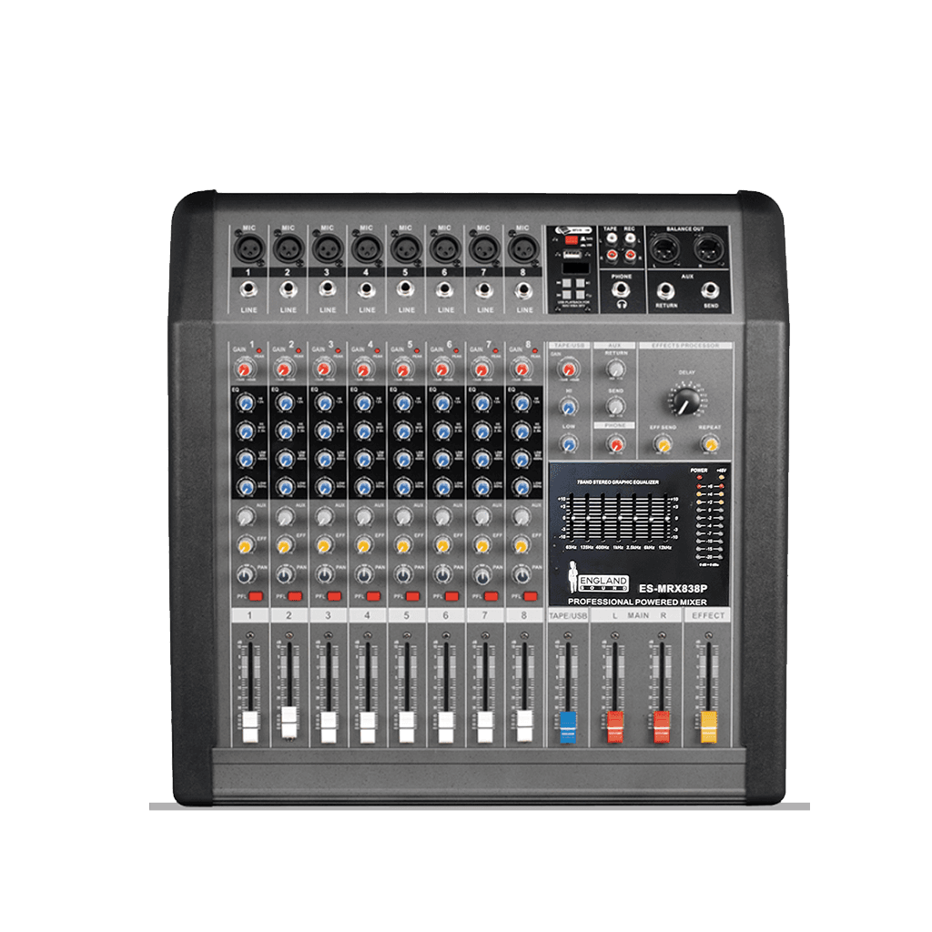 CONSOLA AMPLIFICADA, 8 CANALES, 8 MONO, 2x380W 4 OHM, USB