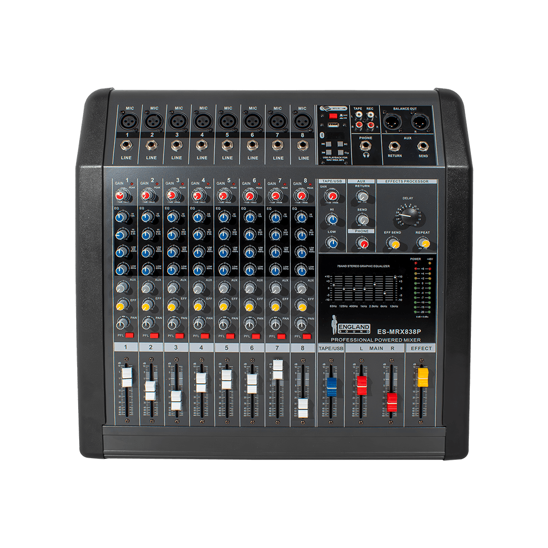 CONSOLA AMPLIFICADA, 8 CANALES, 8 MONO, 2x380W 4 OHM, USB - Miniatura 2