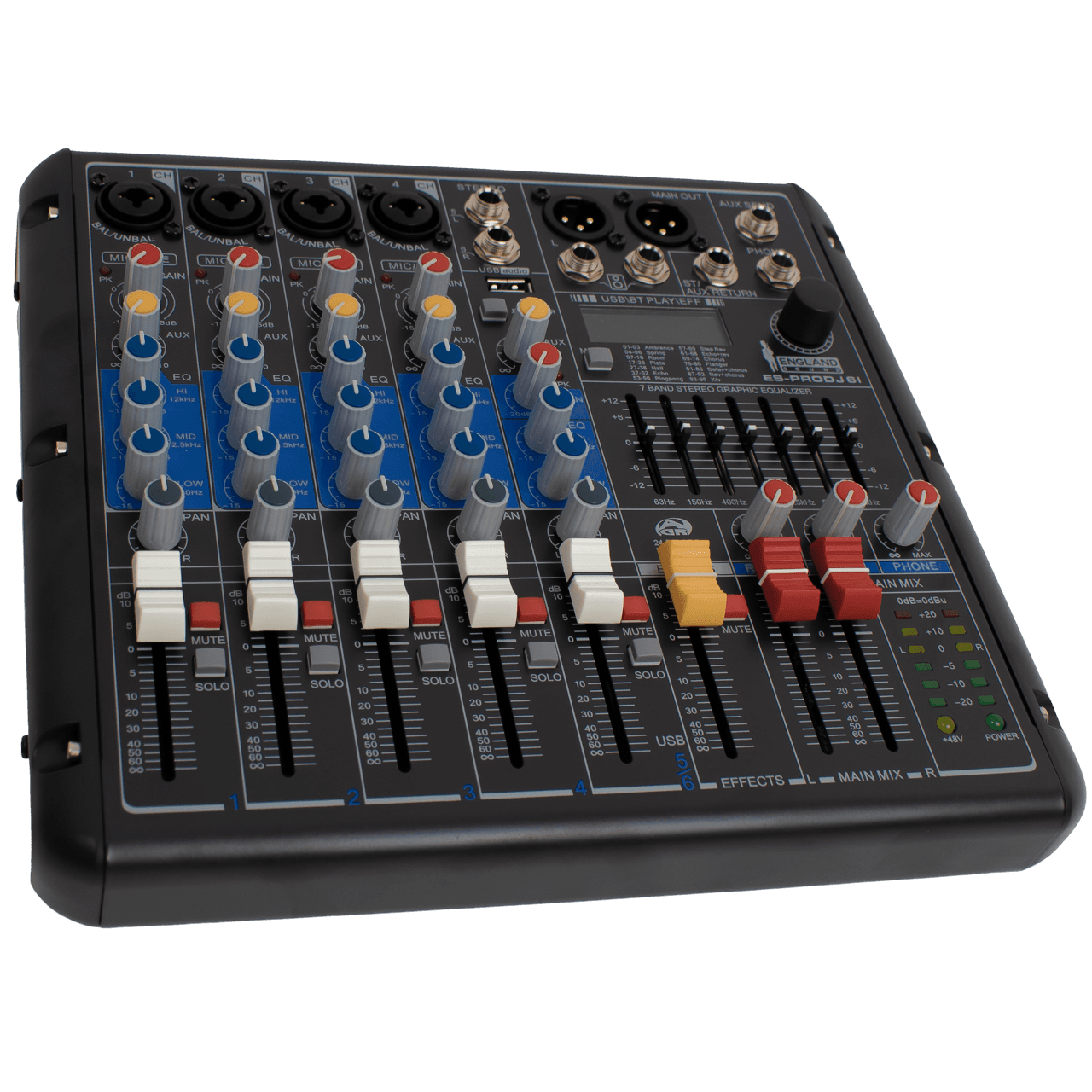 CONSOLA ANALOGA, 6 CANALES, 4 MONO/1 ESTEREO, INTERFAZ USB, BT, MP3 - Miniatura 4