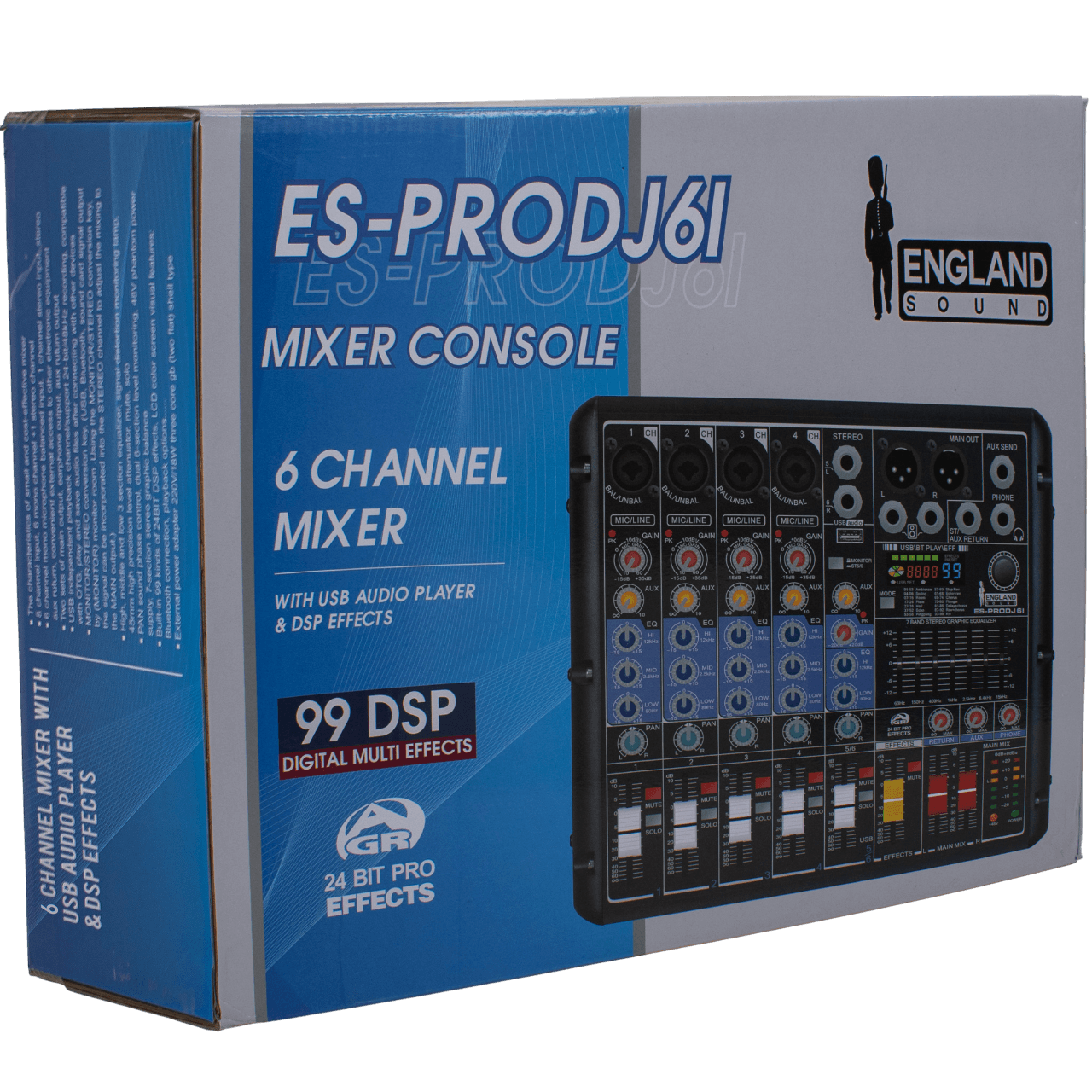 CONSOLA ANALOGA, 6 CANALES, 4 MONO/1 ESTEREO, INTERFAZ USB, BT, MP3 - Miniatura 8