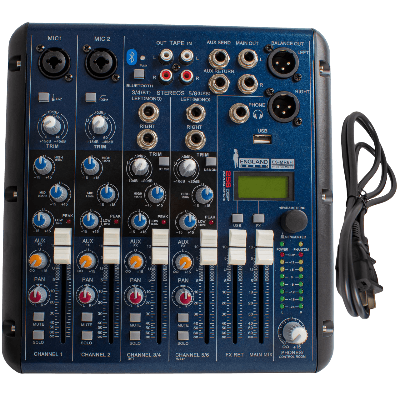 CONSOLA ANALOGA, 6 CANALES, 2 MONO/2 ESTEREO, INTERFAZ USB, BT, MP3 - Miniatura 7
