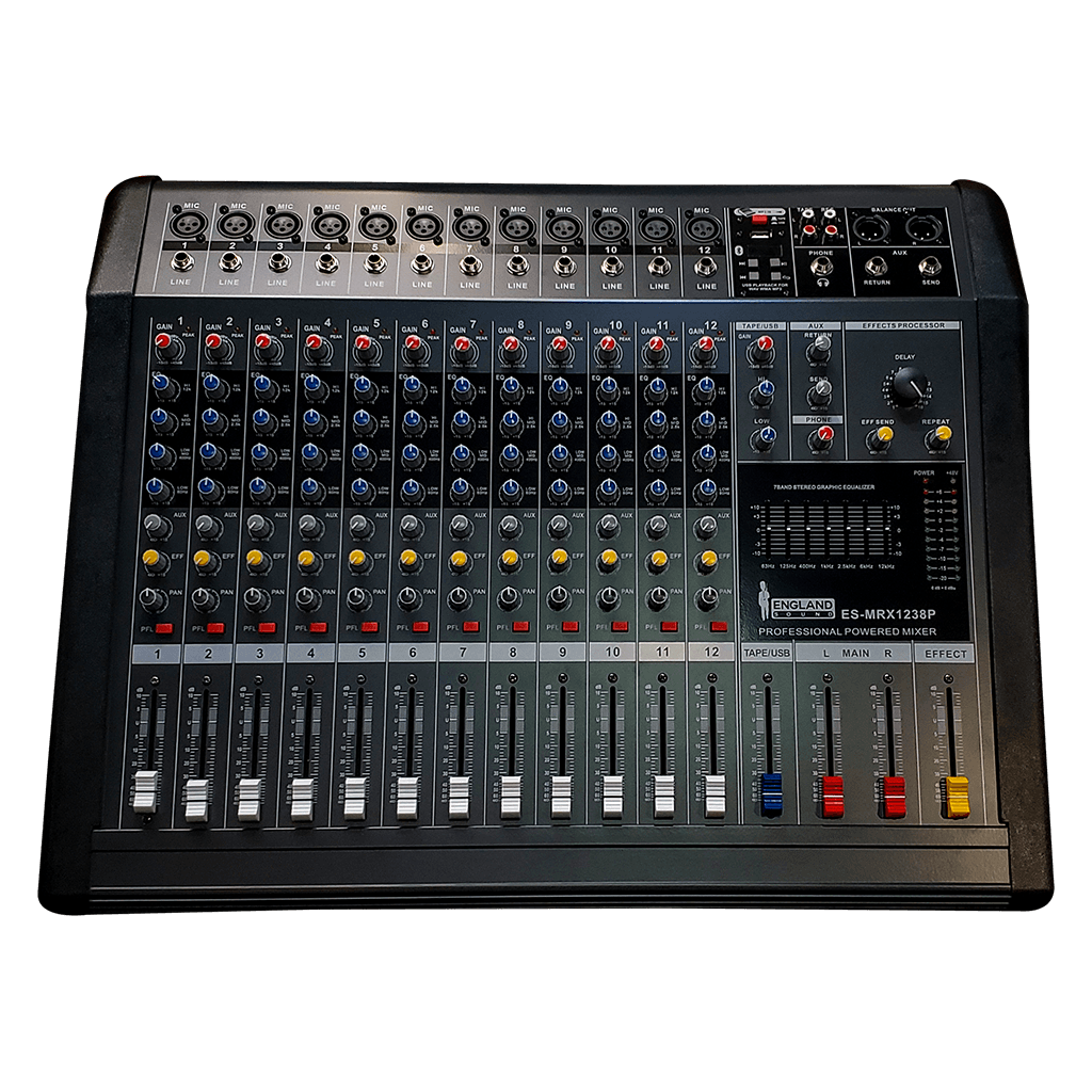 CONSOLA AMPLIFICADA, 12 CANALES, 12 MONO, 2x380W 4 OHM, USB