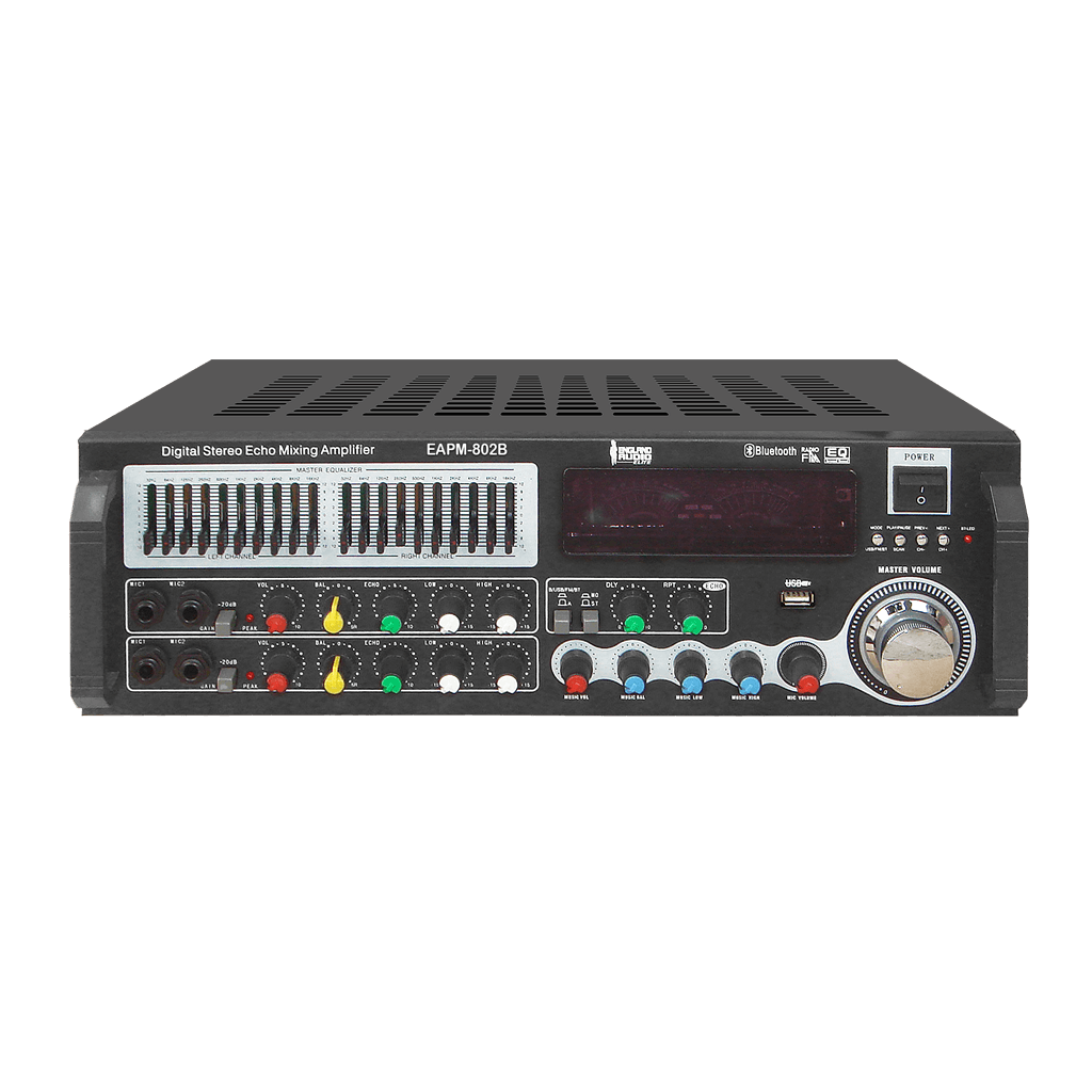 MEZCLADORA AMPLIFICADA, 2 CANALES, 80W, USB, SD CARD, MP3, BT, RADIO FM, 4-8-16 OHM, LCD DISPLAY