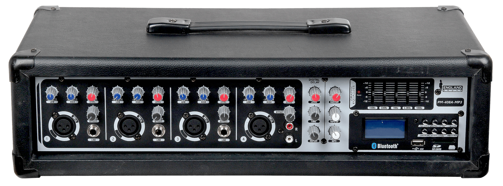 MEZCLADORA AMPLIFICADA, 4 CANALES, 100W, USB, SD CARD, BT, MP3, 4 OHM - Miniatura 2