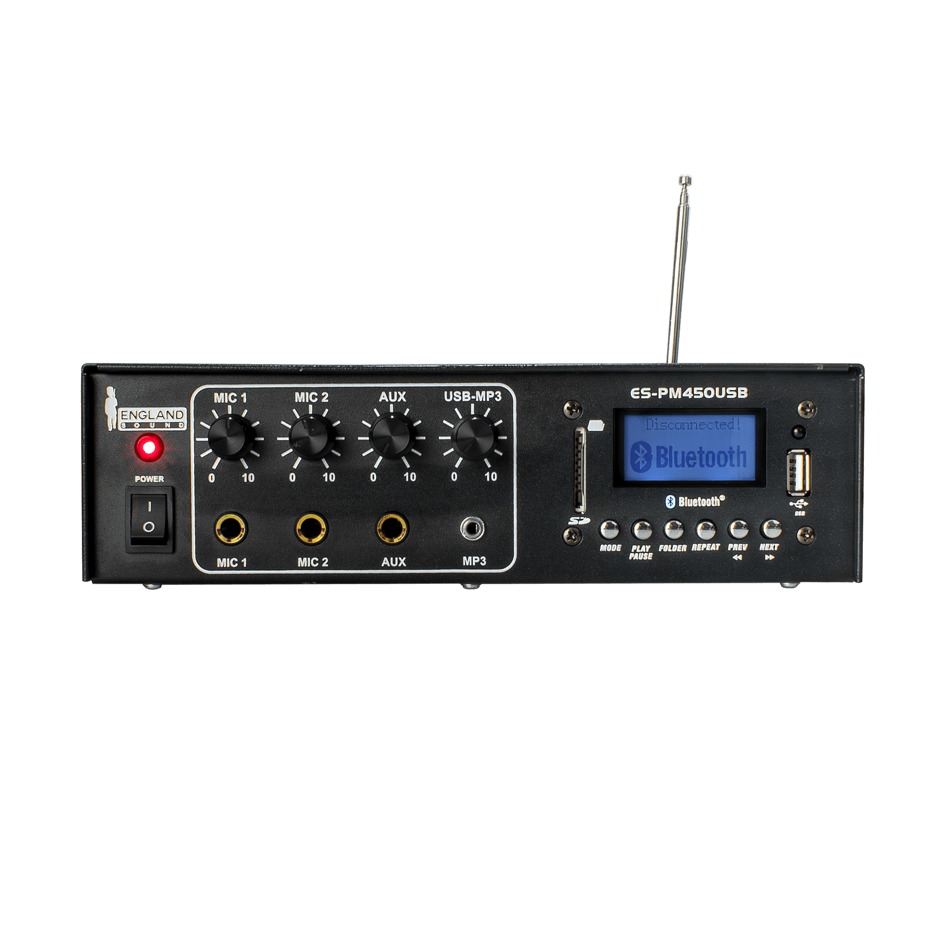 MEZCLADORA AMPLIFICADA, 2 CANALES, 45W, USB, SD CARD, MP3, FM RADIO, BT, 4-16 OHM, LCD DISPLAY - Miniatura 2