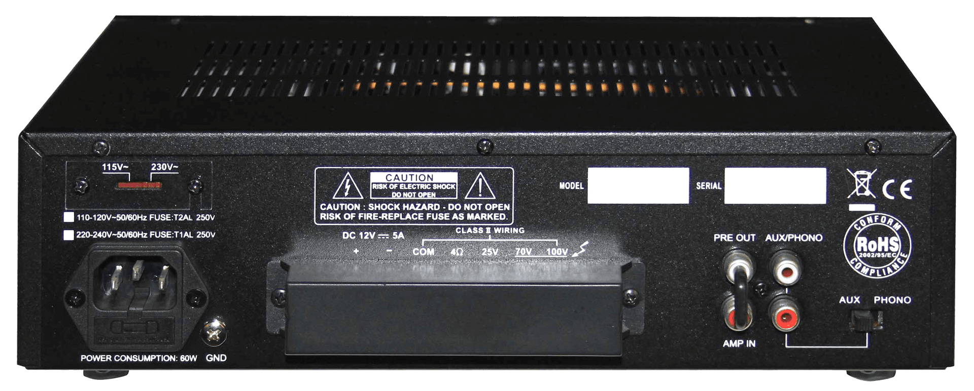 MEZCLADORA AMPLIFICADA, 2 CANALES, 30W, USB, SD CARD, MP3, 25V-70V-100V, 4 OHM, LCD DISPLAY - Miniatura 3