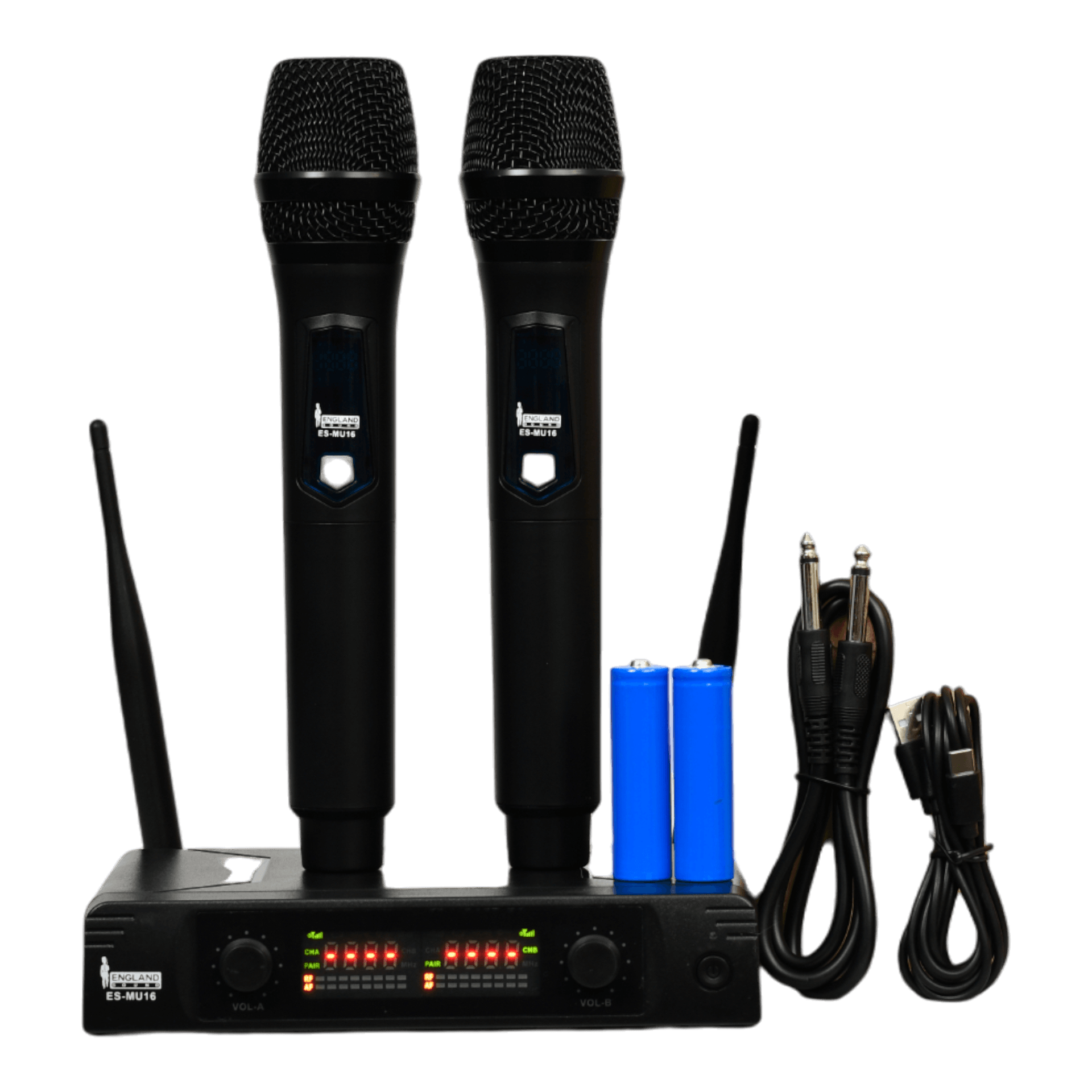 MICROFONO INALAMBRICO UHF MULTIFRECUENCIA, 2 CANALES, DE MANO