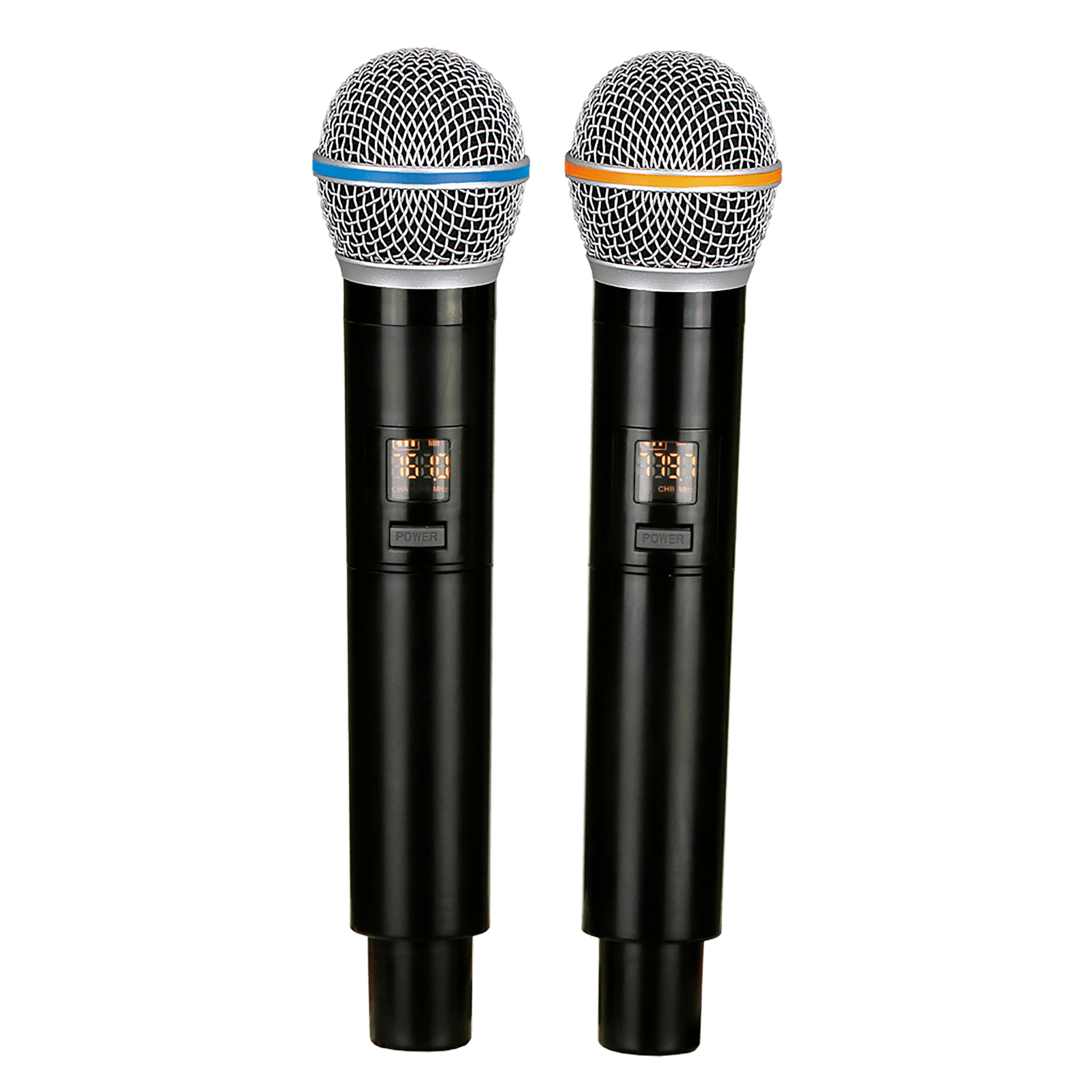 MICROFONO INALAMBRICO UHF MULTIFRECUENCIA, 2 CANALES, DE MANO - Miniatura 4