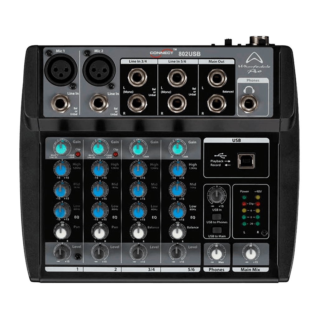 CONSOLA ANALOGA, 6 CANALES, 2 MONO/2 ESTEREO, INTERFAZ USB