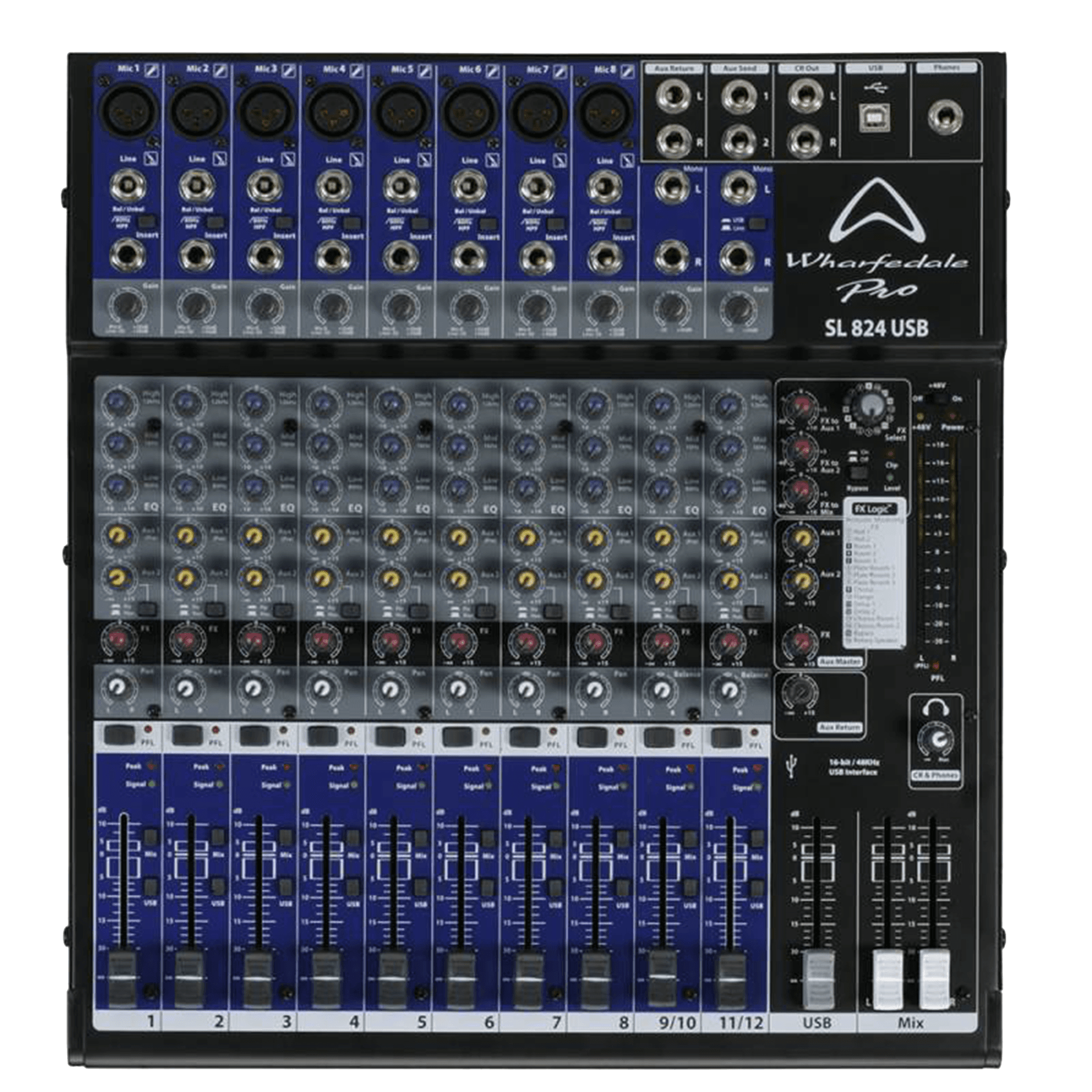 CONSOLA ANALOGA, 12 CANALES, 8 MONO/2 ESTEREO, INTERFAZ USB - Miniatura 2