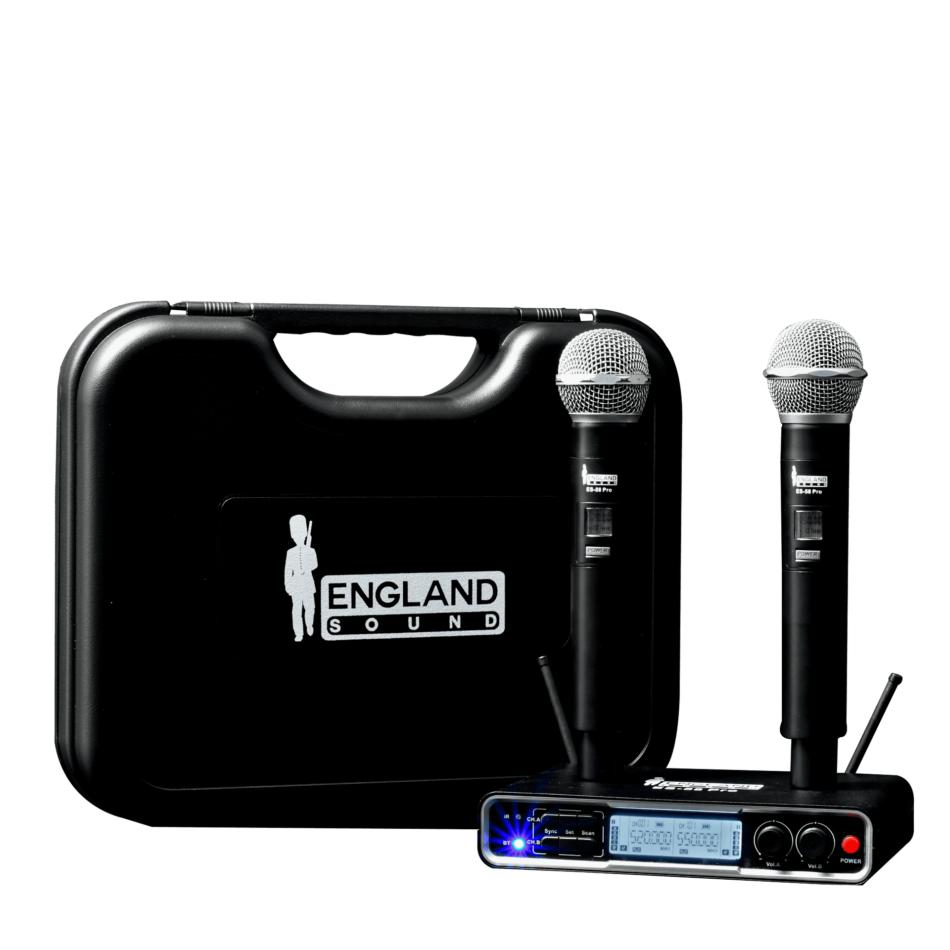 MICROFONO INALAMBRICO UHF DIVERSITY BT MULTIFRECUENCIA, 2 CANALES, DE MANO, CARCASA METALICA, INCLUYE MALETA - Miniatura 5