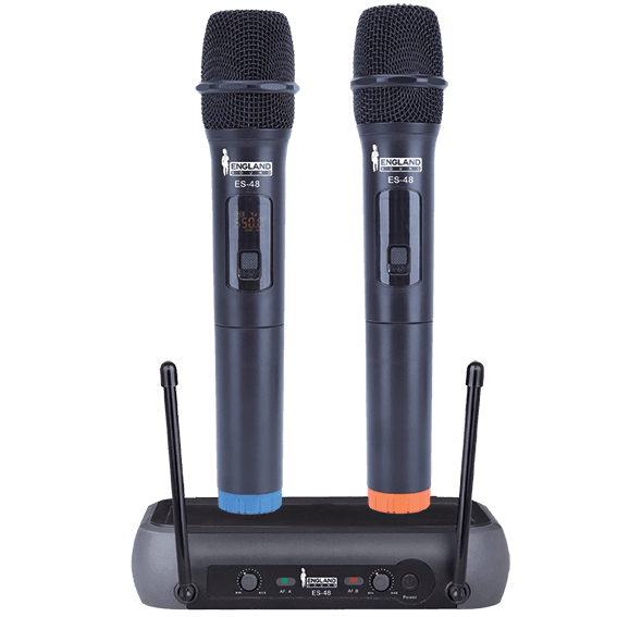 MICROFONO INALAMBRICO UHF, 2 CANALES, DE MANO, FRECUENCIA FIJA