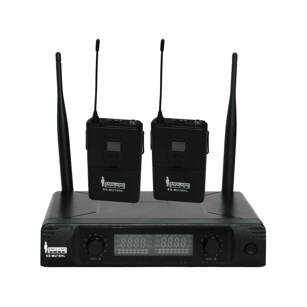 MICROFONO INALAMBRICO UHF MULTIFRECUENCIA, 2 CANALES, 2 MIC DIADEMA Y 2 MIC SOLAPA
