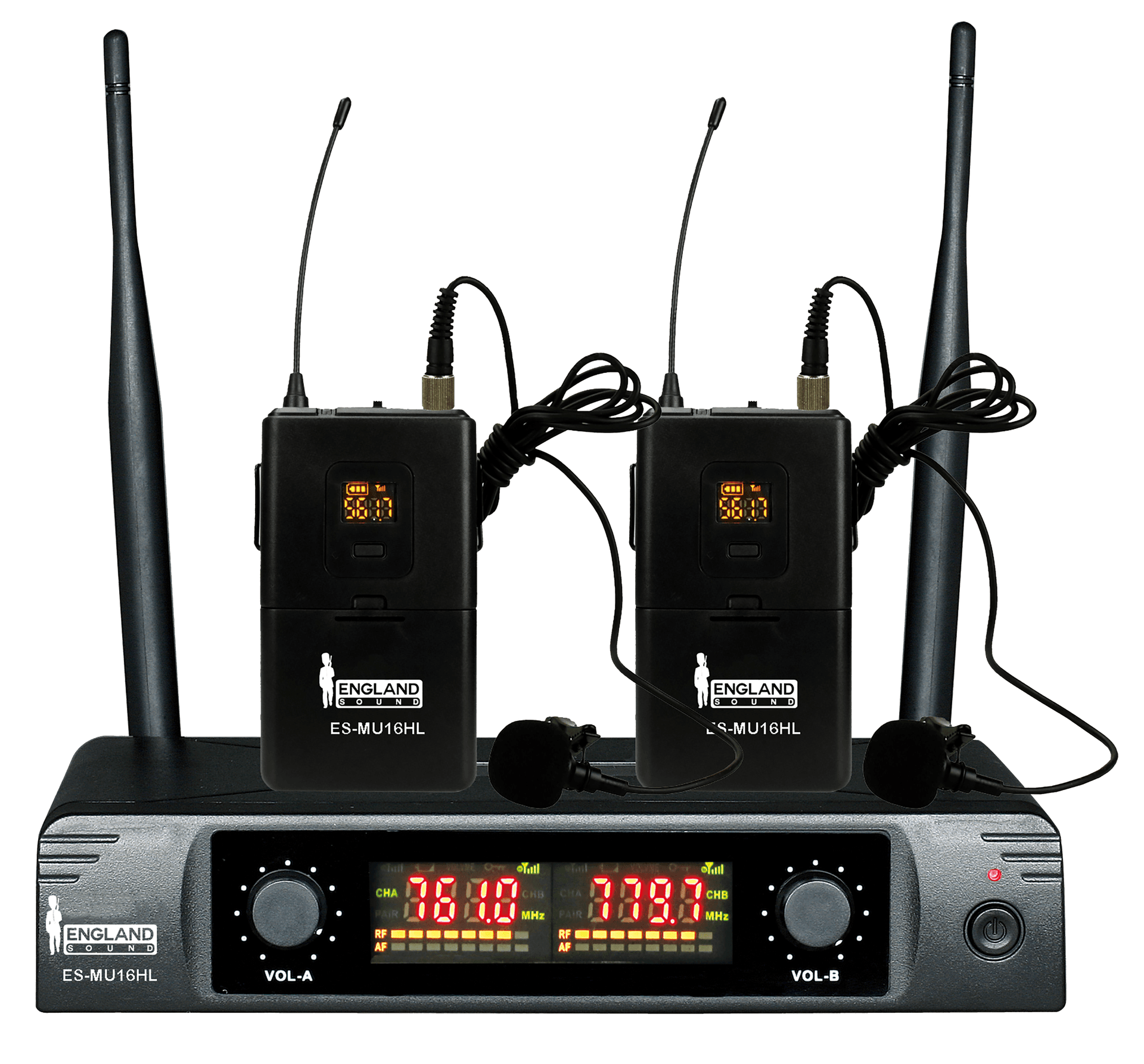 MICROFONO INALAMBRICO UHF MULTIFRECUENCIA, 2 CANALES, 2 MIC DIADEMA Y 2 MIC SOLAPA - Miniatura 5