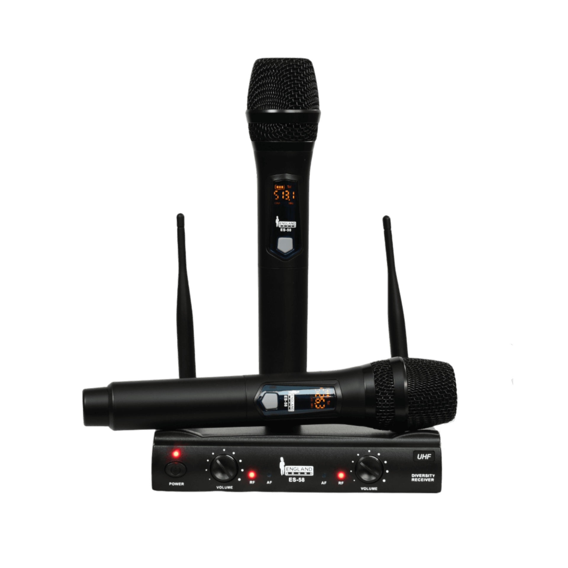 MICROFONO INALAMBRICO UHF, 2 CANALES, DE MANO, FRECUENCIA 512 - 537.50 MHZ