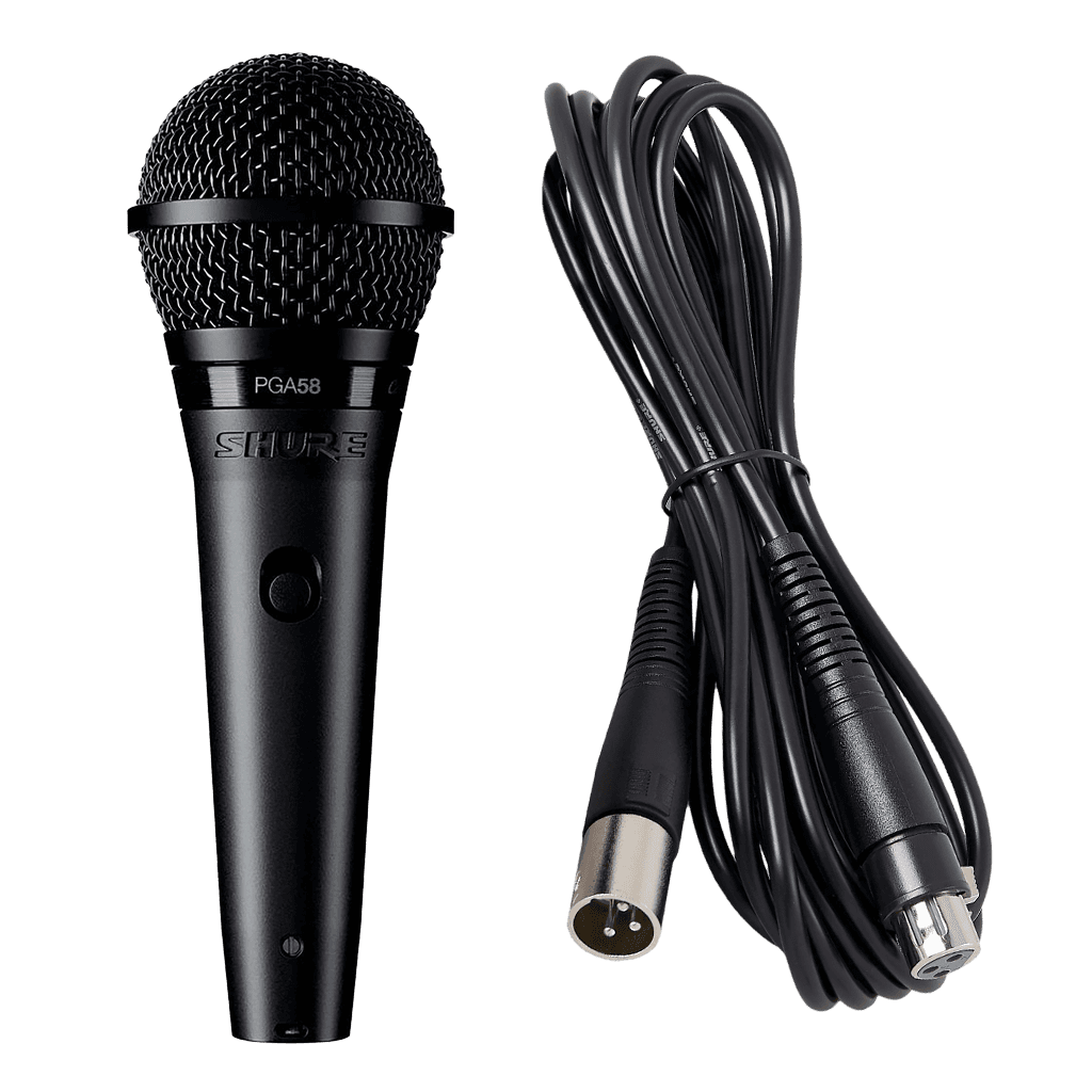 MICROFONO DE MANO METALICO, CON INTERRUPTOR, INCLUYE CABLE XLR A XLR Y SUJETADOR