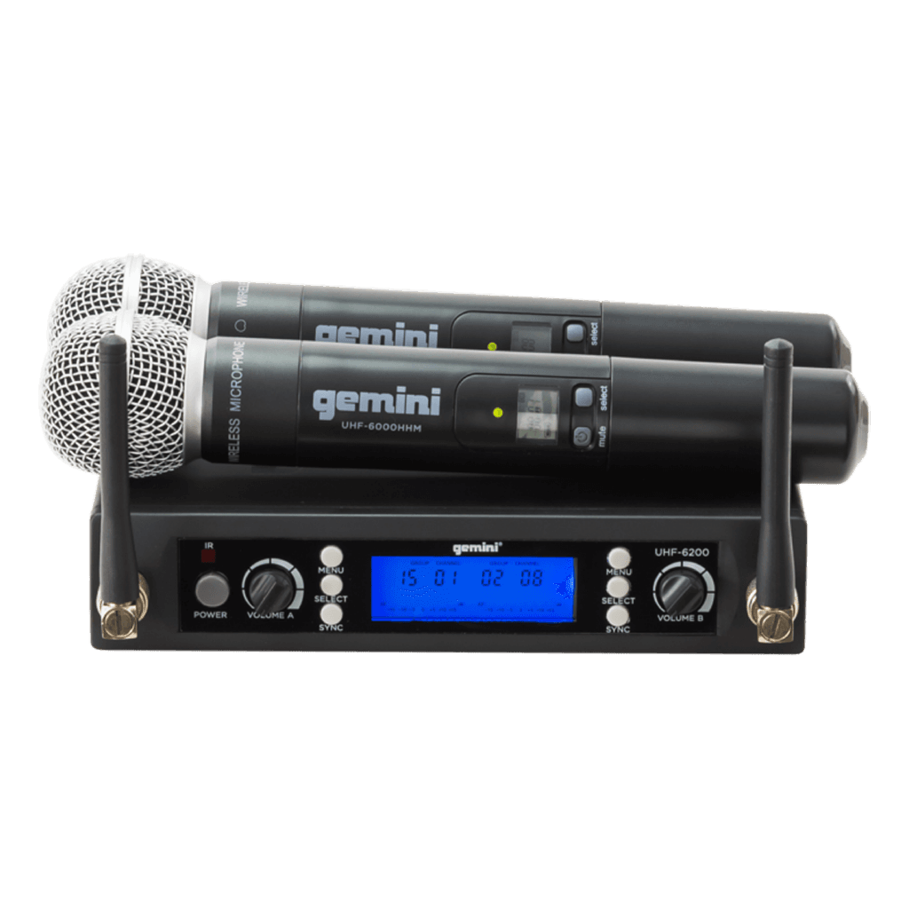 MICROFONO INALAMBRICO UHF MULTIFRECUENCIA 512-537.5 MHZ, 2 CANALES, DE MANO, CARCASA METALICA