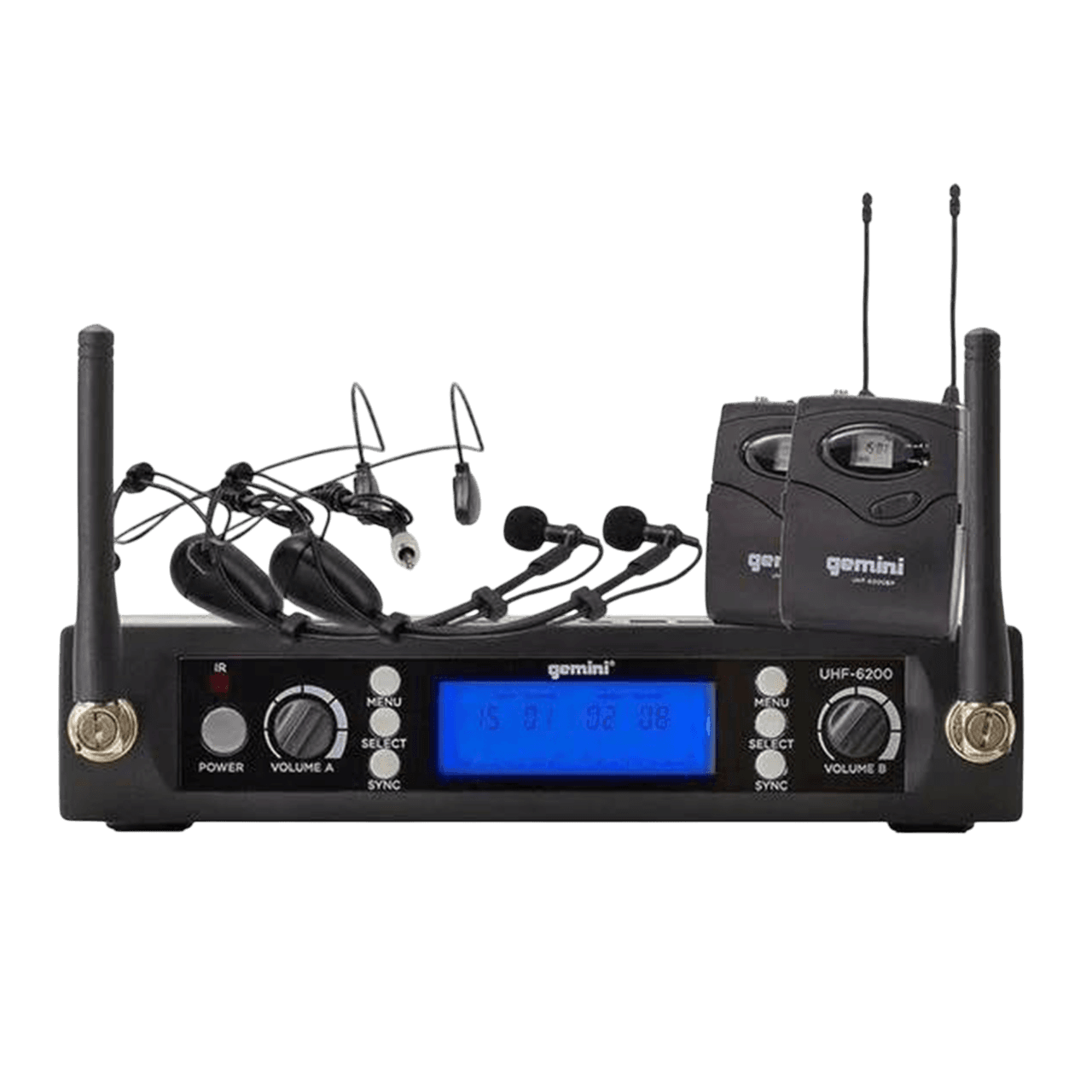 MICROFONO INALAMBRICO UHF MULTIFRECUENCIA 512-537.5 MHZ, 2 CANALES, DE DIADEMA, CARCASA METALICA - Miniatura 6