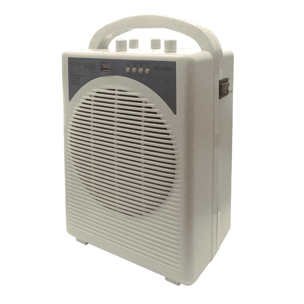 SISTEMA DE AMPLIFICACION PORTABLE, 1 MICROFONO DE MANO INALAMBRICO, 1 TRANSMISOR, 1 CORBATERO Y 1 DIADEMA, AUX-IN