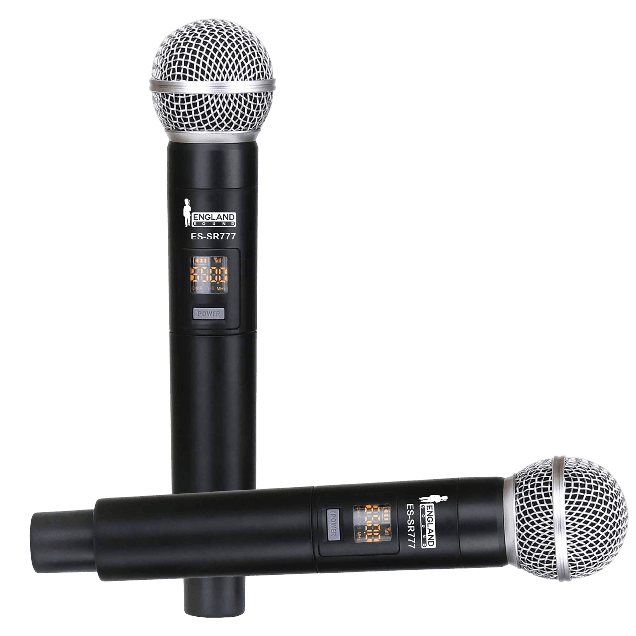 MICROFONO INALAMBRICO UHF MULTIFRECUENCIA, 2 CANALES, DE MANO, RECEPTOR PORTATIL RECARGABLE - Miniatura 7