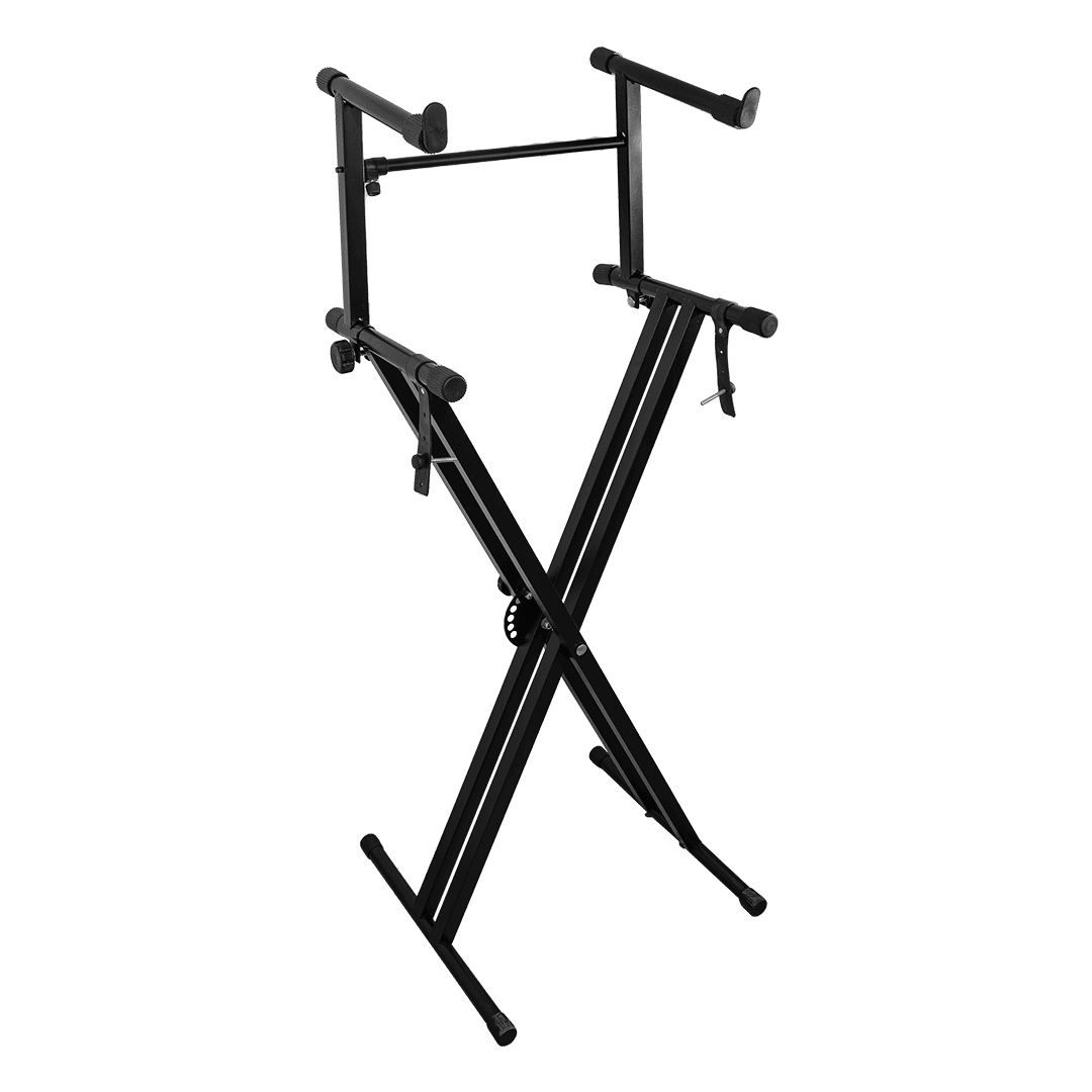 SOPORTE DE PISO PARA TECLADO DOBLE CON SEGUNDO NIVEL,  ALTURA 32-126CM - Miniatura 2