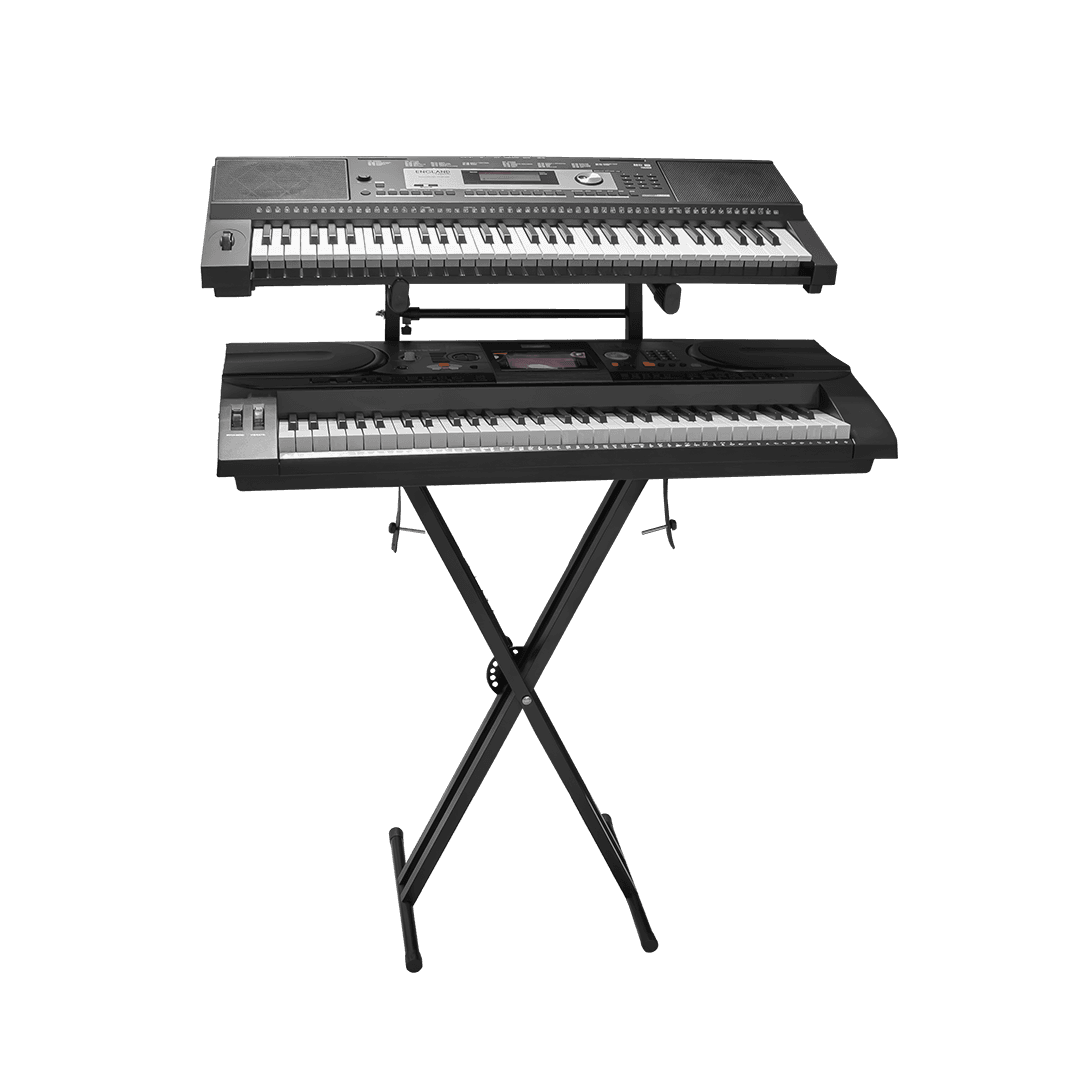 SOPORTE DE PISO PARA TECLADO DOBLE CON SEGUNDO NIVEL,  ALTURA 32-126CM - Miniatura 5