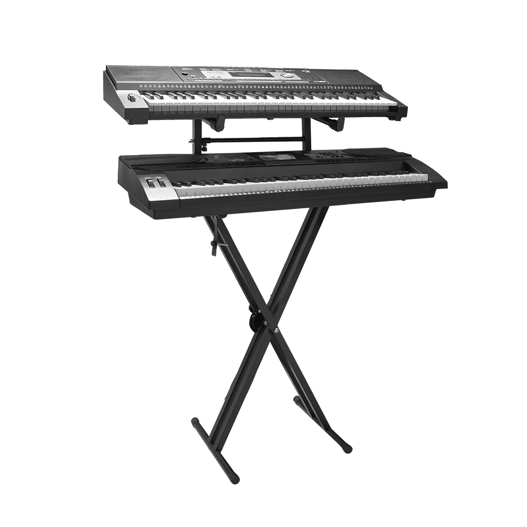 SOPORTE DE PISO PARA TECLADO DOBLE CON SEGUNDO NIVEL,  ALTURA 32-126CM - Miniatura 6