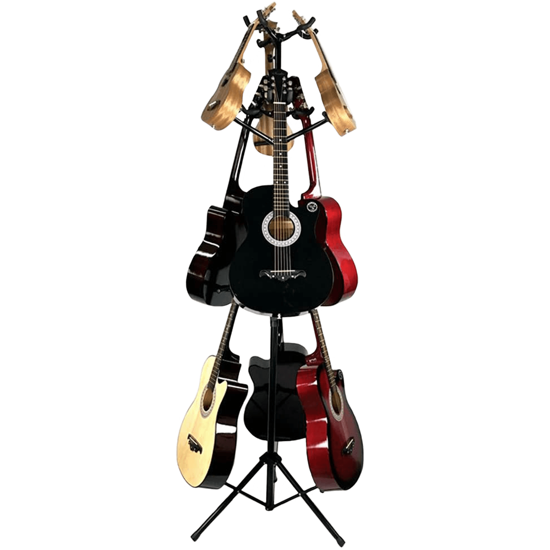 SOPORTE DE PISO BASE TRIPODE PARA 6 GUITARRAS Y 3 UKELELES O VIOLINES, ALTURA 88-180CM - Miniatura 2