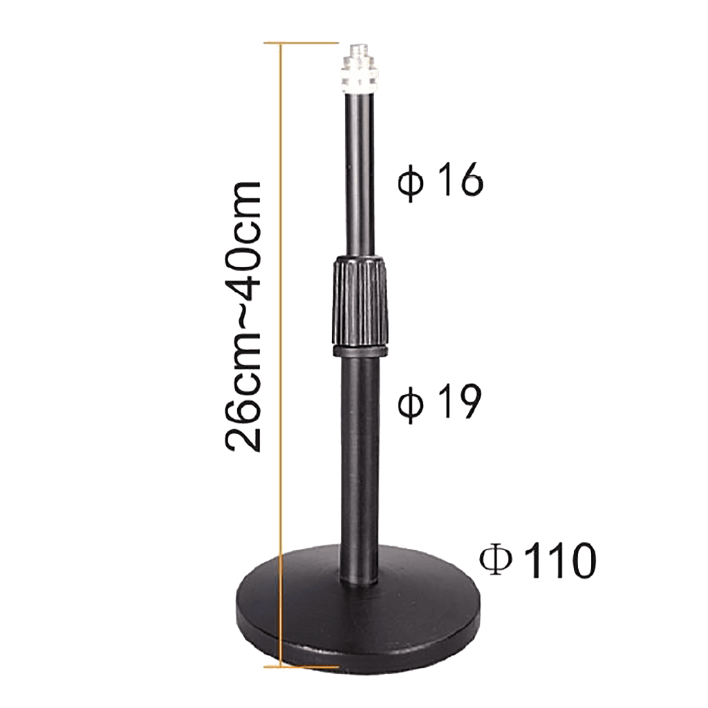 SOPORTE DE MESA BASE REDONDA NEGRO PARA MICROFONO, ALTURA 26-40CM