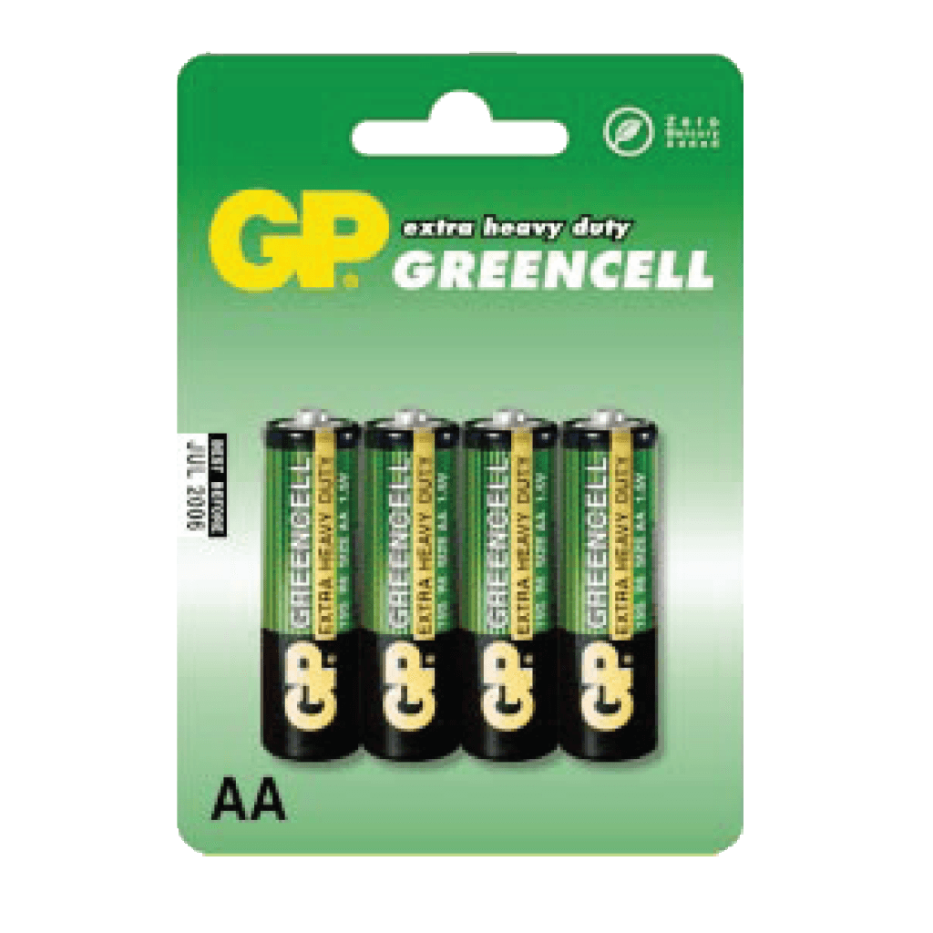 AA, 1.5V, GREENCELL (CLORURO DE ZINC), BLISTER X 4PCS