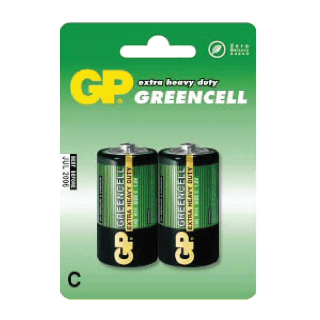 C, 1.5V, GREENCELL (CLORURO DE ZINC), BLISTER X 2PCS