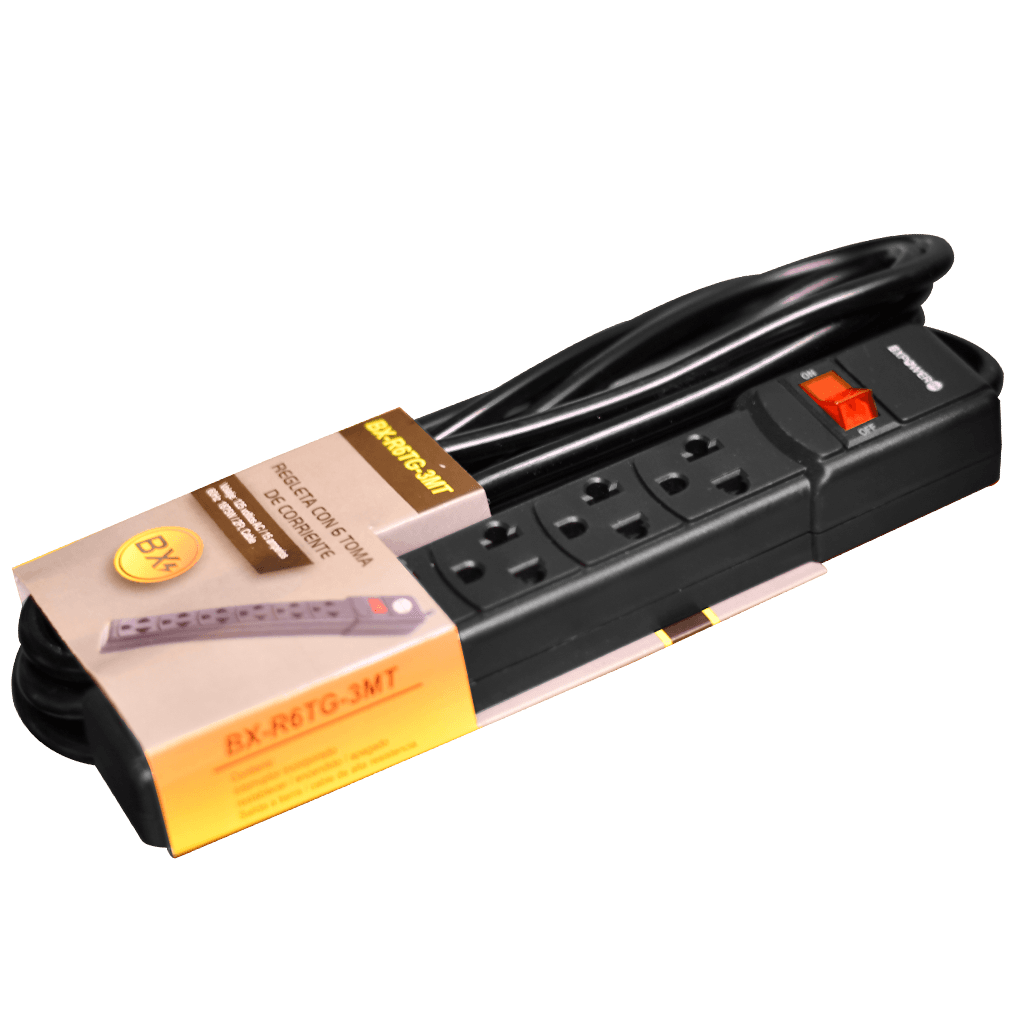 REGLETA 6 TOMAS, 13A, LONGITUD DE CABLE 3 MTS