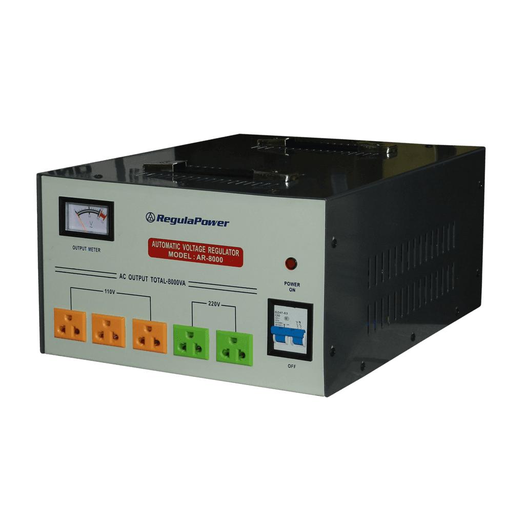 REGULADOR DE VOLTAJE, 8000 WATTS, 5 TOMAS POLARIZADAS, 110/220V - AC