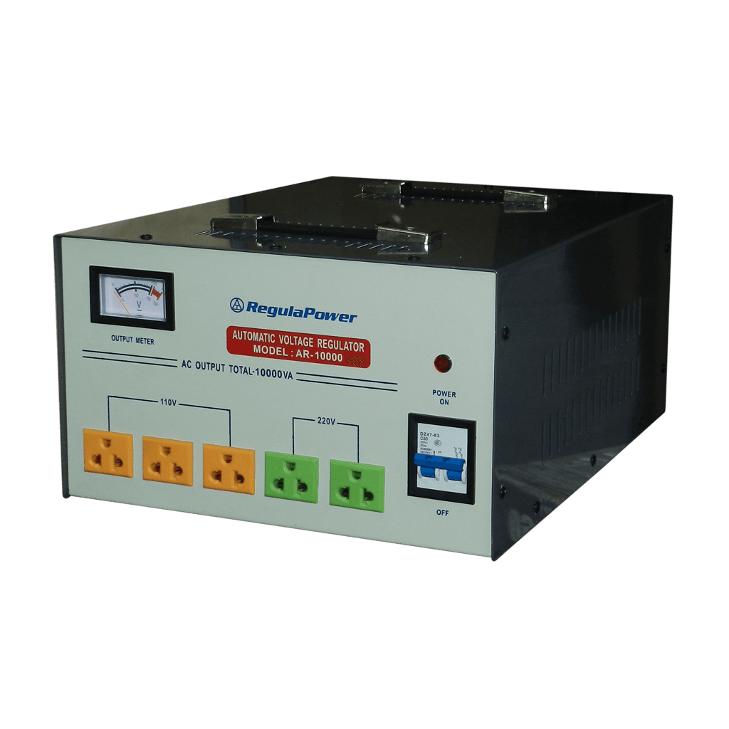 REGULADOR DE VOLTAJE, 10000 WATTS, 5 TOMAS POLARIZADAS, 110/220V - AC
