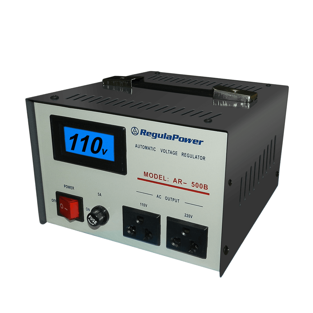 REGULADOR DE VOLTAJE, 500 WATTS, 2 TOMAS POLARIZADAS, 110/220V - AC, DISPLAY/LCD