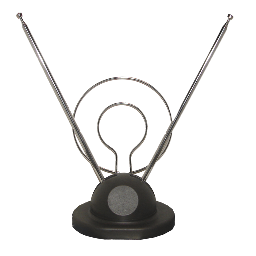 ANTENA TELESCOPICA, PUNTA PLASTICA TIPO OREJA DE CONEJO, TAMAÑO 76.4 CM, 4 TRAMOS, VHF-UHF