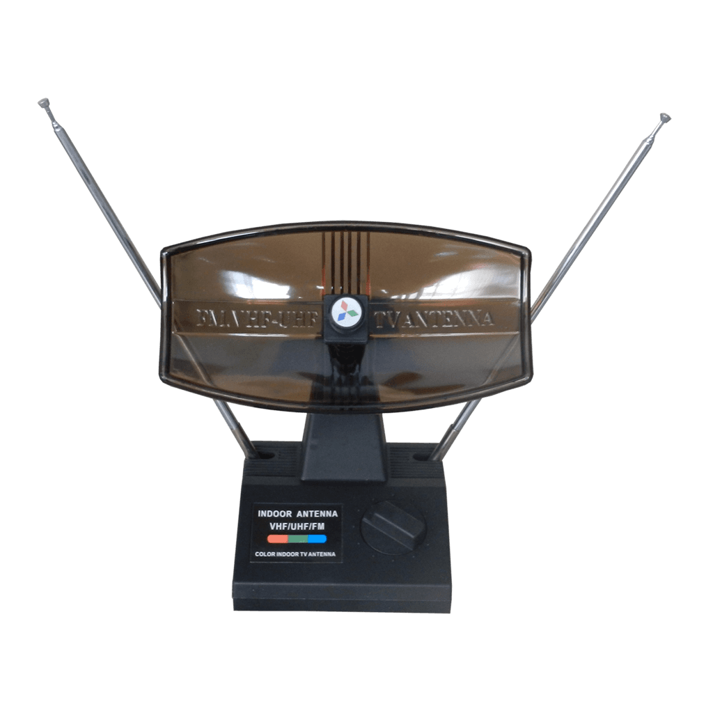 ANTENA TELESCOPICA, PUNTA METALICA TIPO OREJA DE CONEJO, TAMAÑO 20 CM, 4 TRAMOS, VHF-UHF, TERMINAL TIPO F