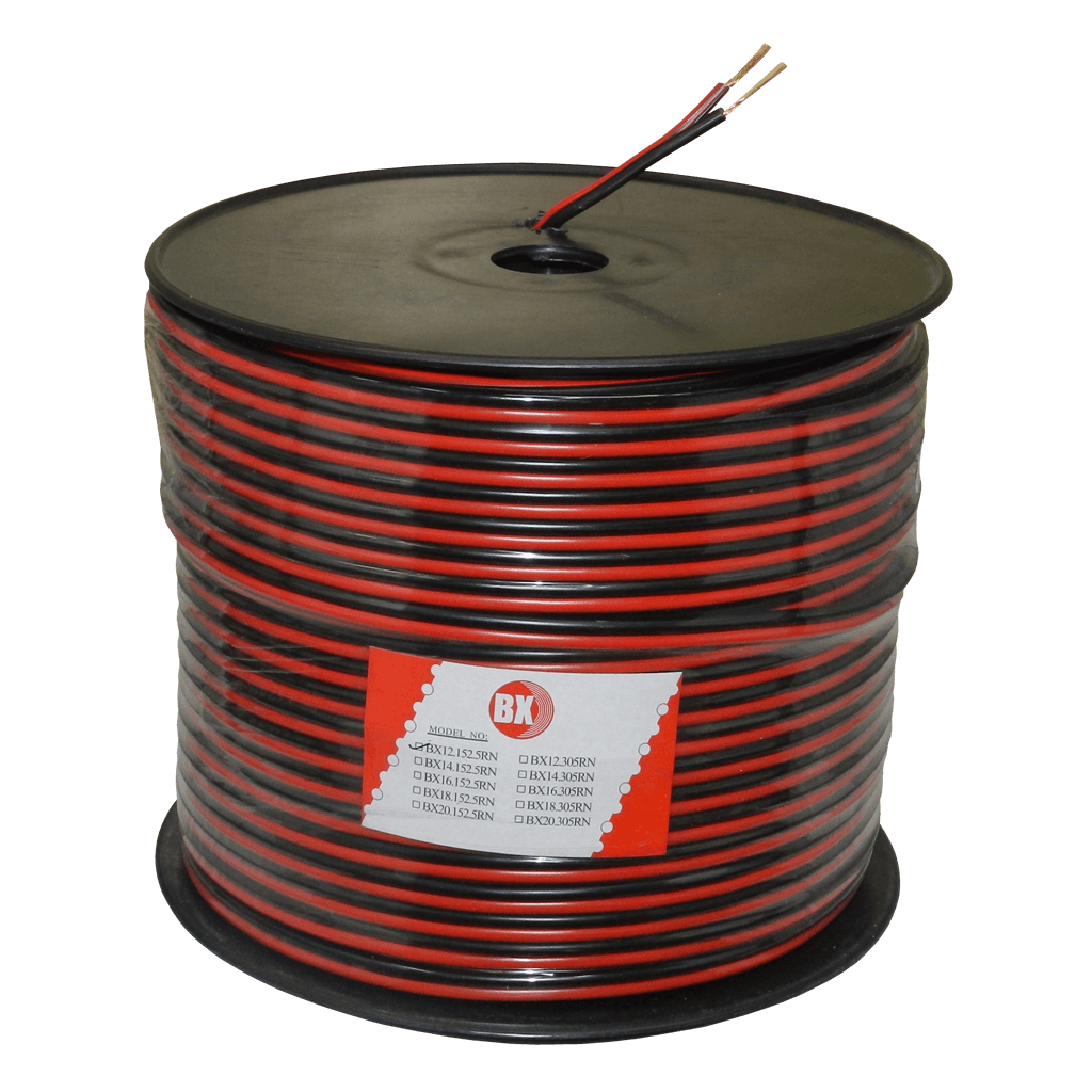 CABLE ROJO NEGRO PARA PARLANTE, CALIBRE 12, 152.5 MTS, CCA
