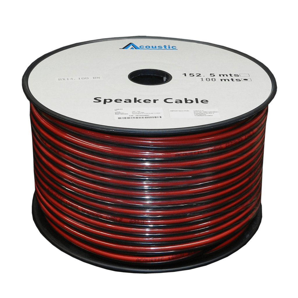 CABLE ROJO NEGRO PARA PARLANTE, CALIBRE 14, 100 MTS, CCA