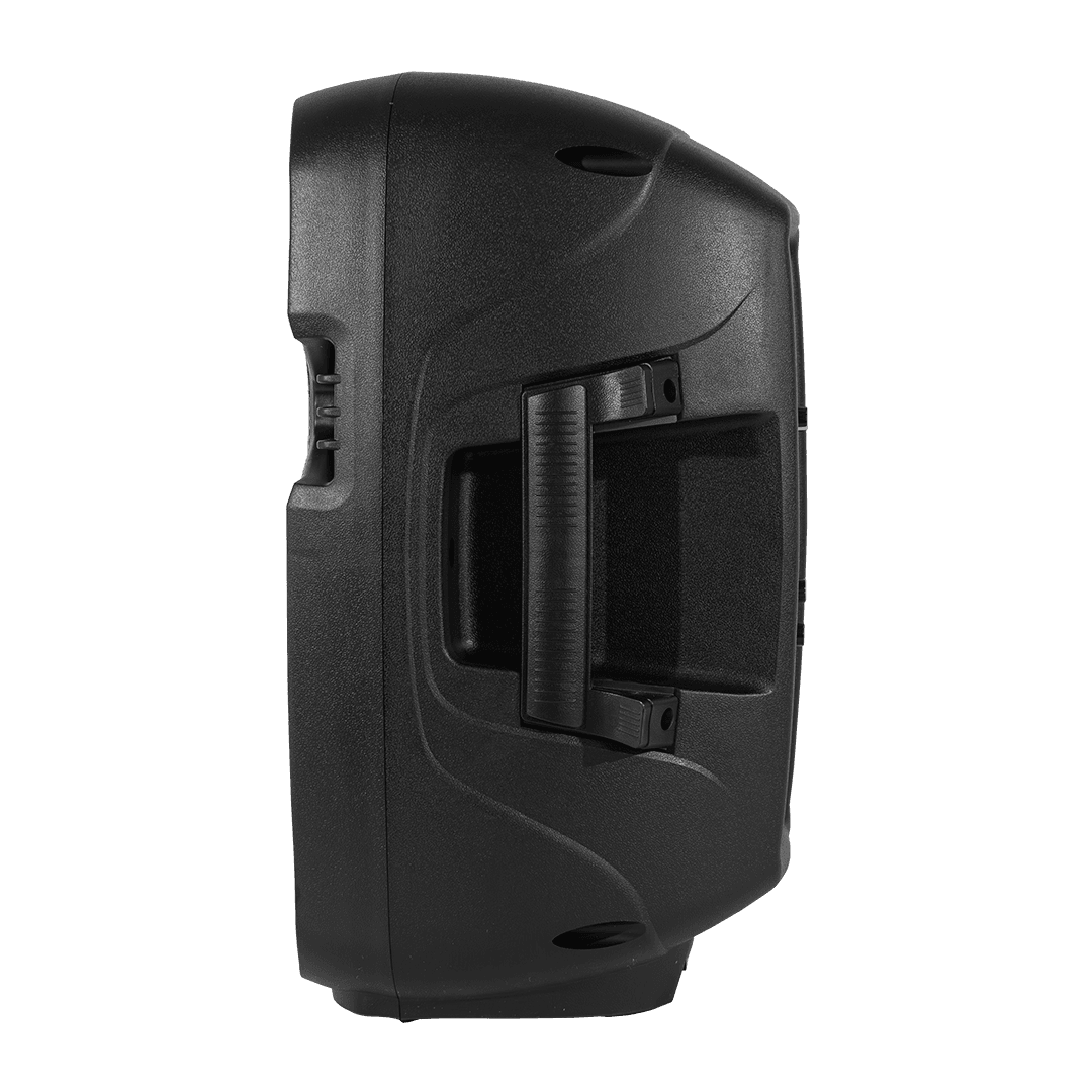 CAJA AMPLIFICADA CON BATERIA 8 PULG., 15.000W PMOP,  REPRODUCTOR ANALOGICO DIGITAL, ENTRADA MIC 1/4, 3.5MM , EFECTO ECO, BASS & TREBLE, LUZ LED RGB, INCLUYE UN MICROFONO - Miniatura 6