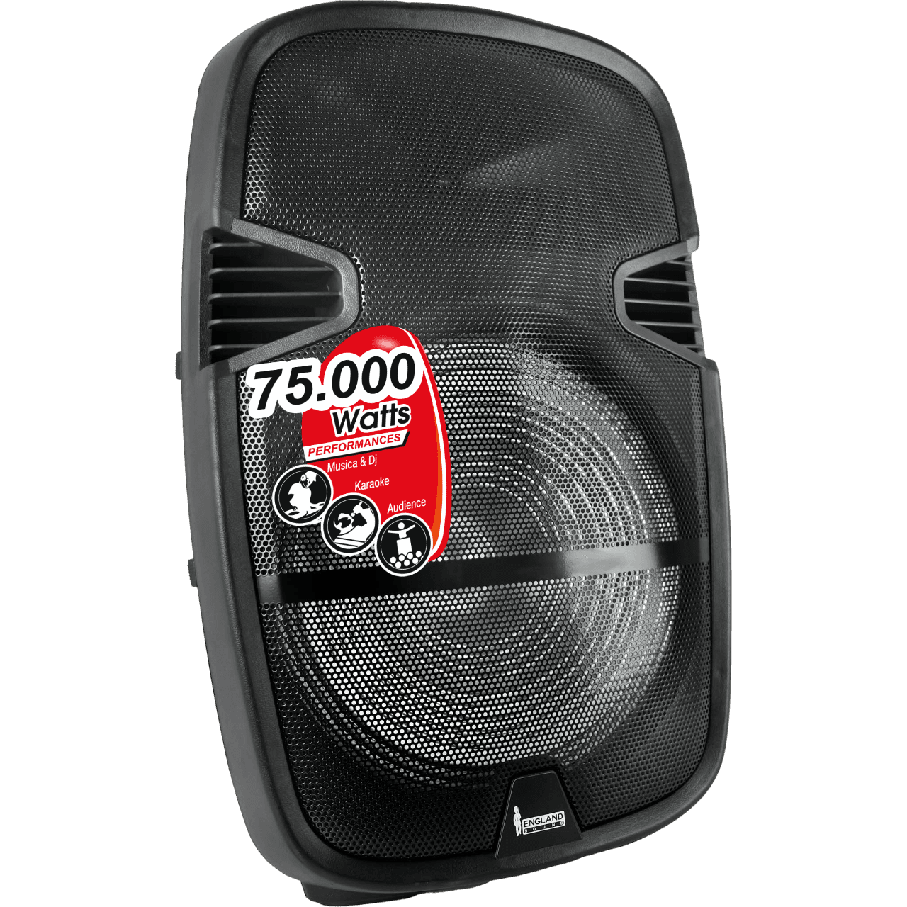 CAJA AMPLIFICADA CON BATERIA 15 PULG., 160.000W PMOP, REPRODUCTOR ANALOGICO DIGITAL, ENTRAJA JACK 1/4, 3.5MM, BASS & TREBLE, LUZ LED RGB, INCLUYE UN MICROFONO Y PEDESTAL - Miniatura 4