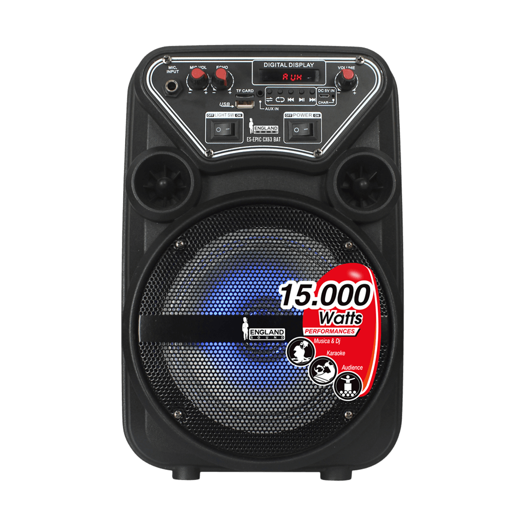 CAJA AMPLIFICADA CON BATERIA 6.5 PULG., 15.000W PMOP, BT, USB, MICRO SD, INCLUYE UN MICROFONO - Miniatura 2